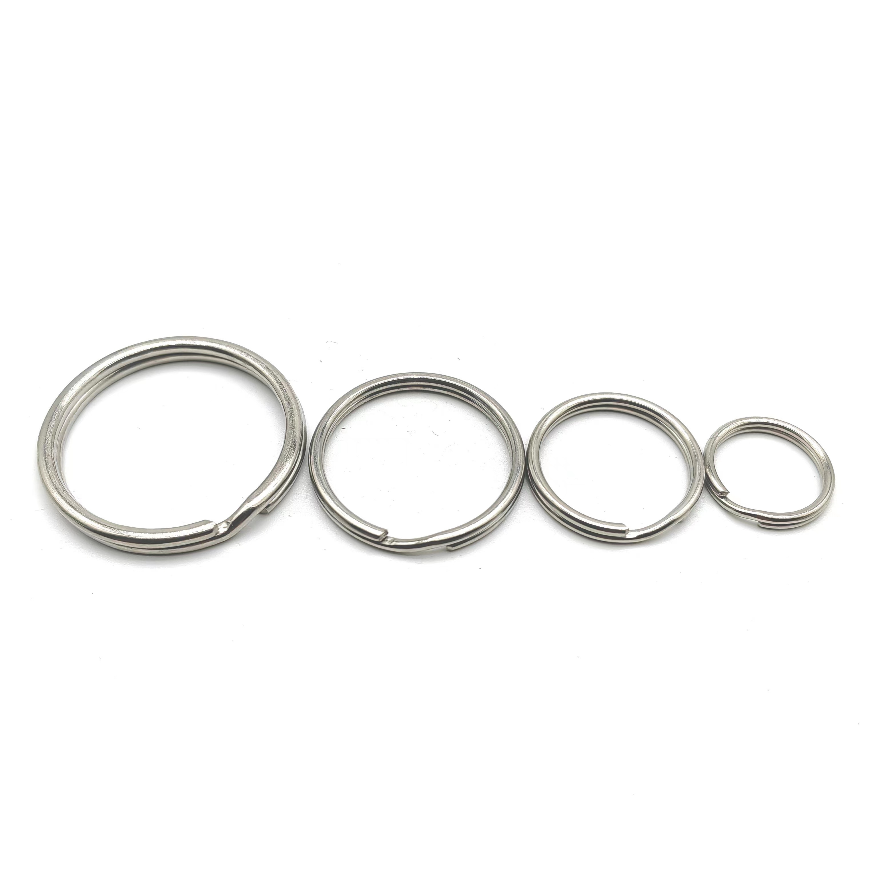 Customized Solid stainless steel Flat Circle Multiple Sizes Key Ring O Ring Clip Key ring