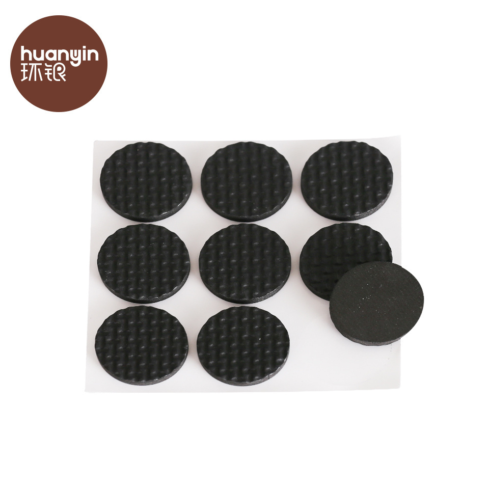 Round small 27mm black chair strong adhesive EVA floor protector pads