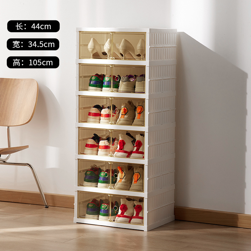 wholesale price shoe racks foldable clear door easy assembly pp folding plastic shoe storage box cabinet shoes organizer