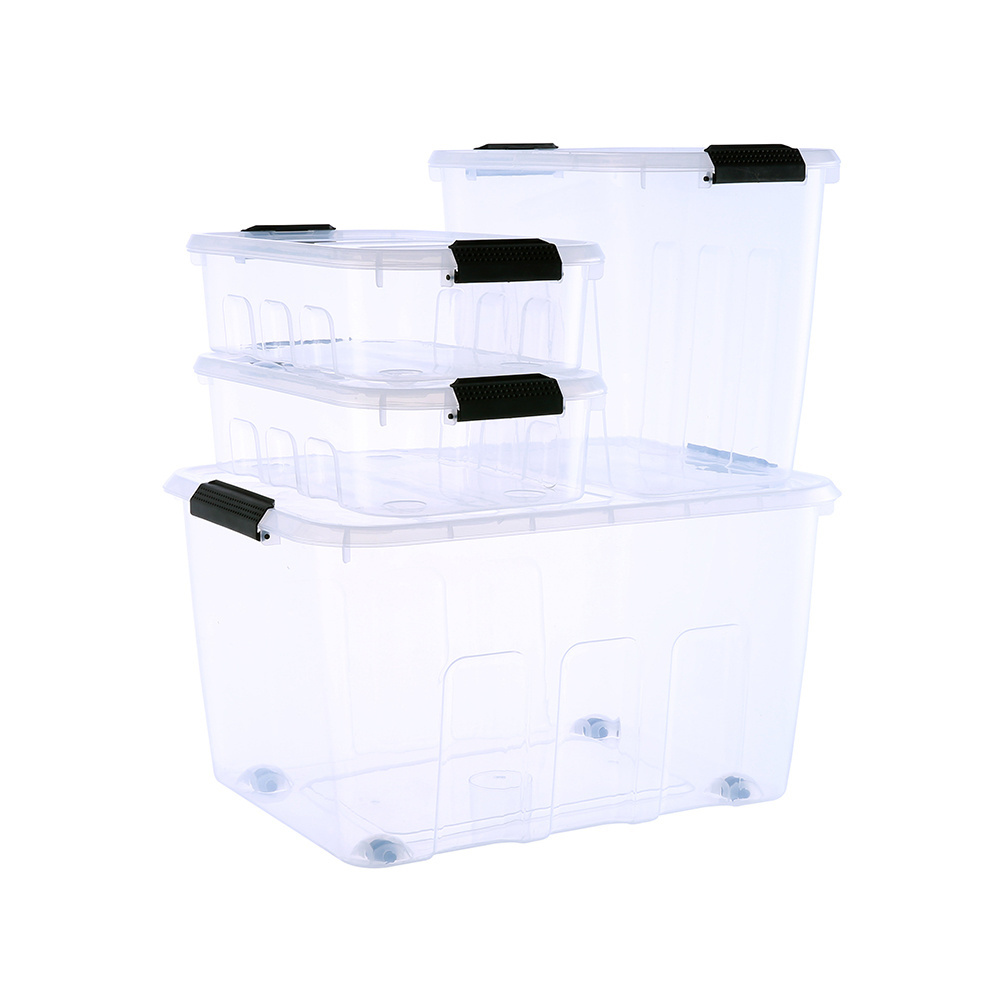 8/22/33/53.5L Transparent collapsible clothing clear stackable toy storage bins small big plastic storage boxes bin with lids