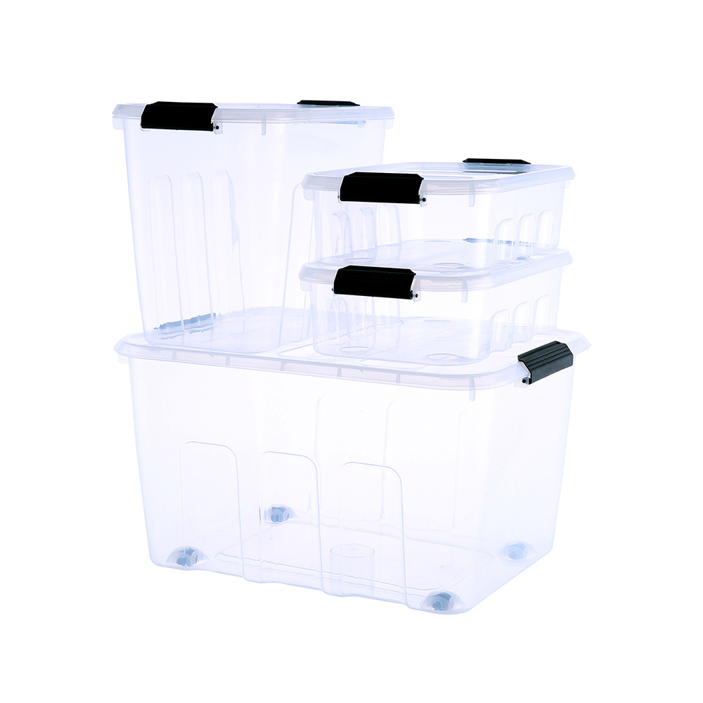 8/22/33/53.5L Transparent collapsible clothing clear stackable toy storage bins small big plastic storage boxes bin with lids