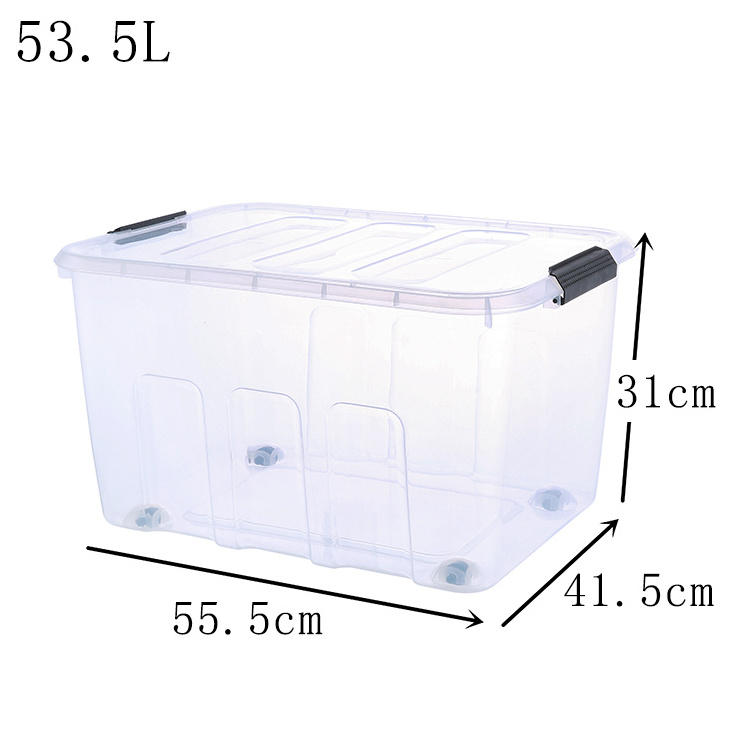 8/22/33/53.5L Transparent collapsible clothing clear stackable toy storage bins small big plastic storage boxes bin with lids