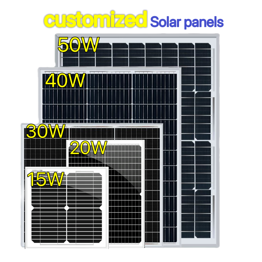 12V 18V 24v Poly and monocrystalline solar panels 10W 15W 20W 30W 40W 50W Small Size  Solar Modules Solar Panel P