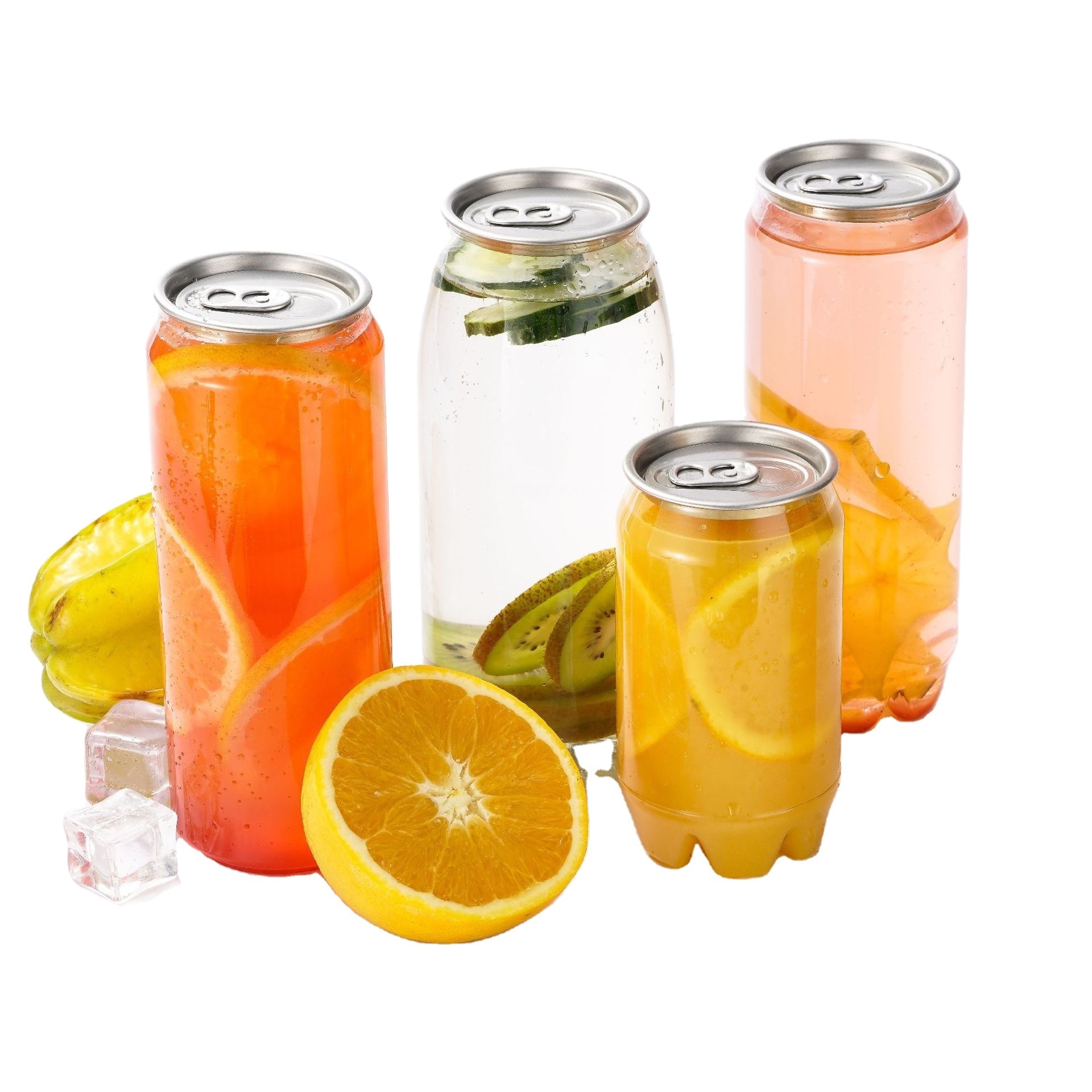 350ml 500ml 650ml  plastic PET Soda can for beverage boba milk tea PET beverage  ring pull pop top can with easy open cap