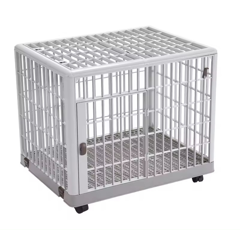 High Quality Comfortable Pet Dog Cage Removable Plastic Dog Crate Pet Carrier with Wheels