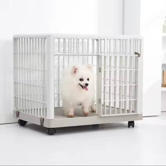 High Quality Comfortable Pet Dog Cage Removable Plastic Dog Crate Pet Carrier with Wheels