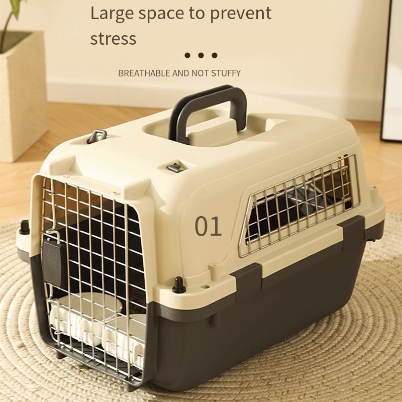 Wholesale Ventilate Large Capacity Portable Fence Type Pet Carrier Plastic Cat Dog Crate with Wheel