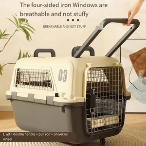 Wholesale Ventilate Large Capacity Portable Fence Type Pet Carrier Plastic Cat Dog Crate with Wheel