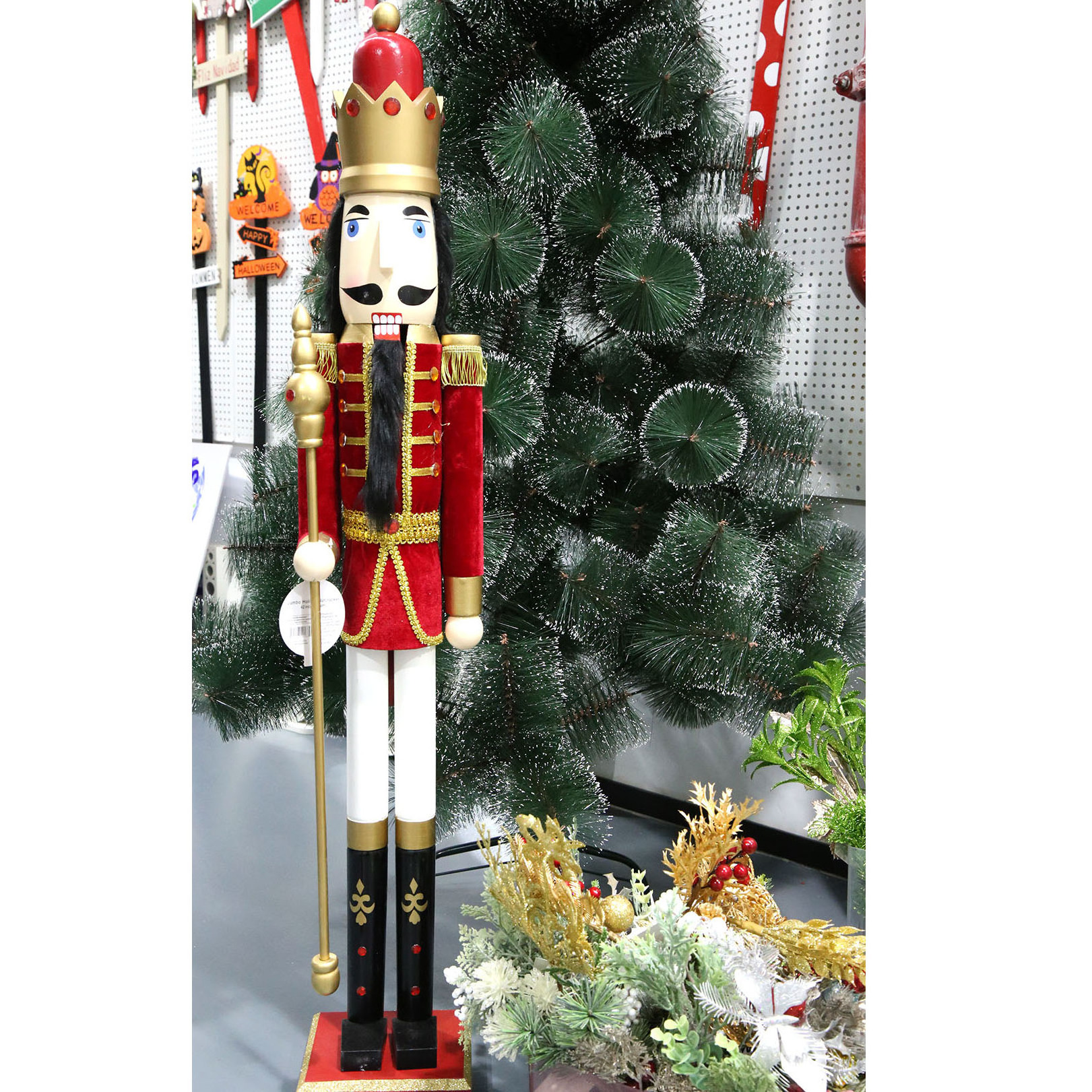 Ornaments large 4ft 5ft 6ft 120cm lifesize sized red Nutcracker Outdoor Wooden Figurine Statues Christmas Giant dolls Decoration