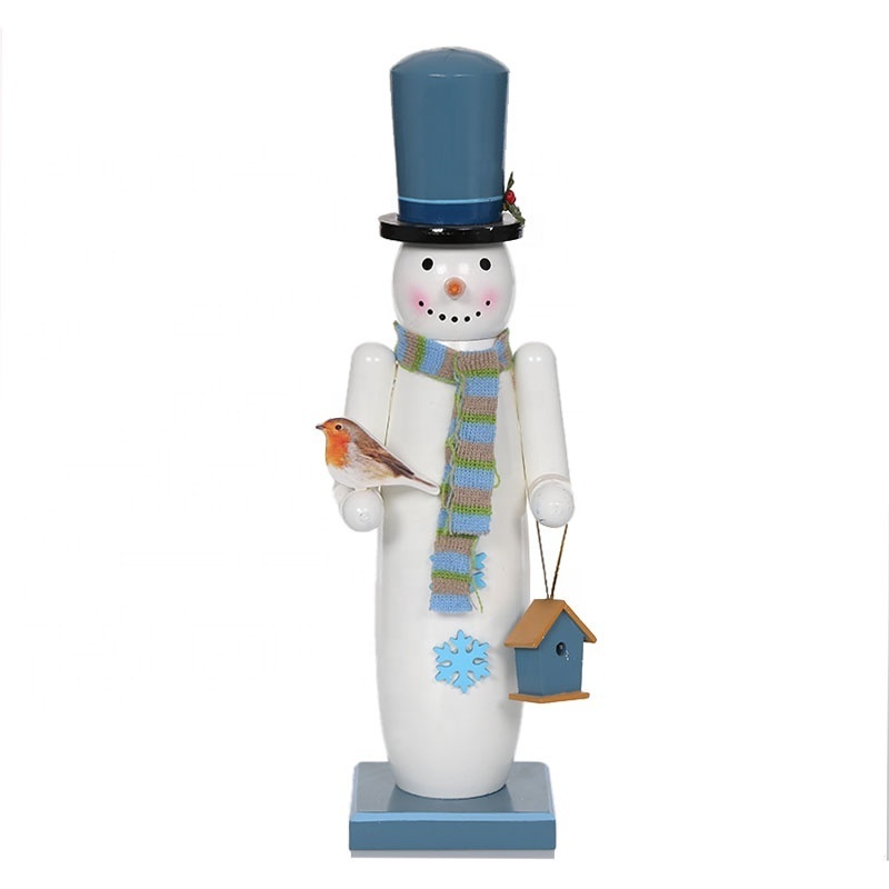 Wholesale Factory Customized white blank Unpainted wood nutcracker unfinished Snowman Nutcracker Christmas Indoor Decoration