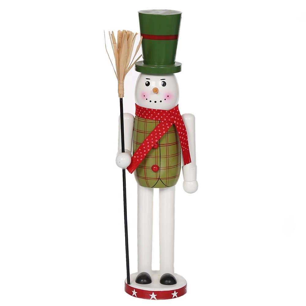 Wholesale Factory Customized white blank Unpainted wood nutcracker unfinished Snowman Nutcracker Christmas Indoor Decoration