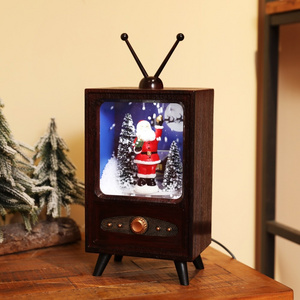 Christmas Snowing TV Battery Operated Gifts with Santa Clause Christmas Table Fireplace Decoration Christmas Gift