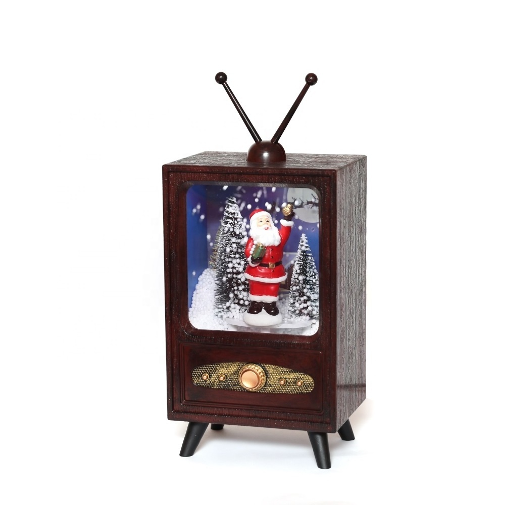 Christmas Snowing TV Battery Operated Gifts with Santa Clause Christmas Table Fireplace Decoration Christmas Gift