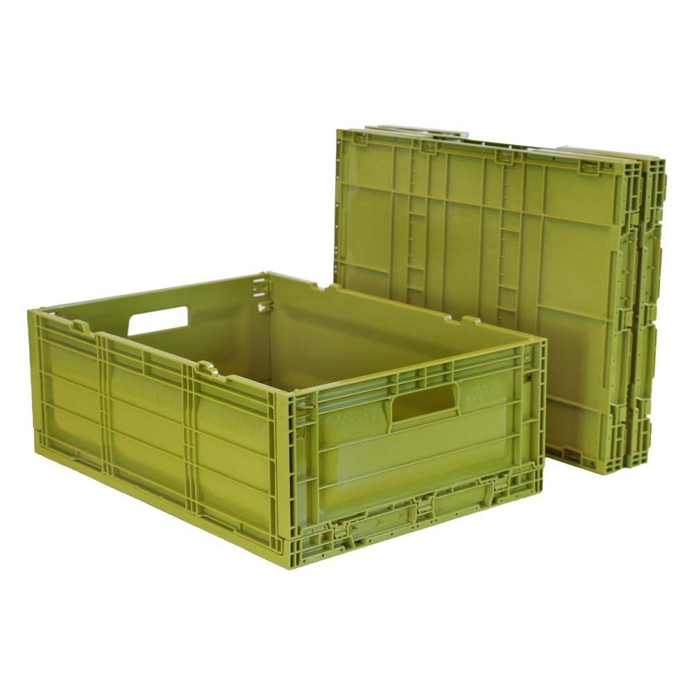 Manufacturer 30kg Capacity Plastic Crate Stacking With Handle Collapsible Pallet Box