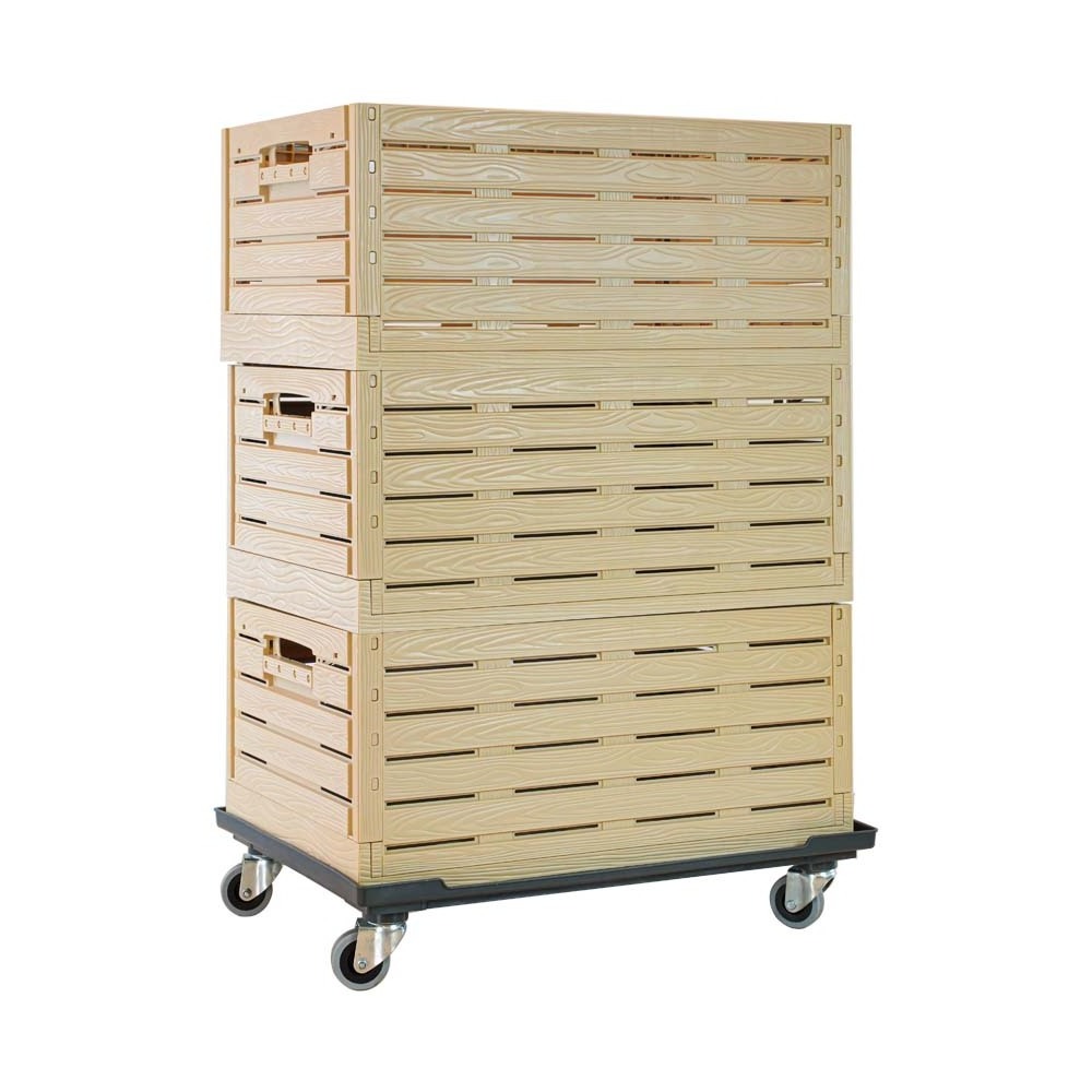 Custom Wood Collapsible Moving Folding Crate Rolling Basket On Trolleys With Wheels