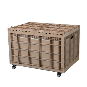 Large 200kg Capacity Collapsible Storage Crate On Wheels For Cargo&Truck Plastic Totes