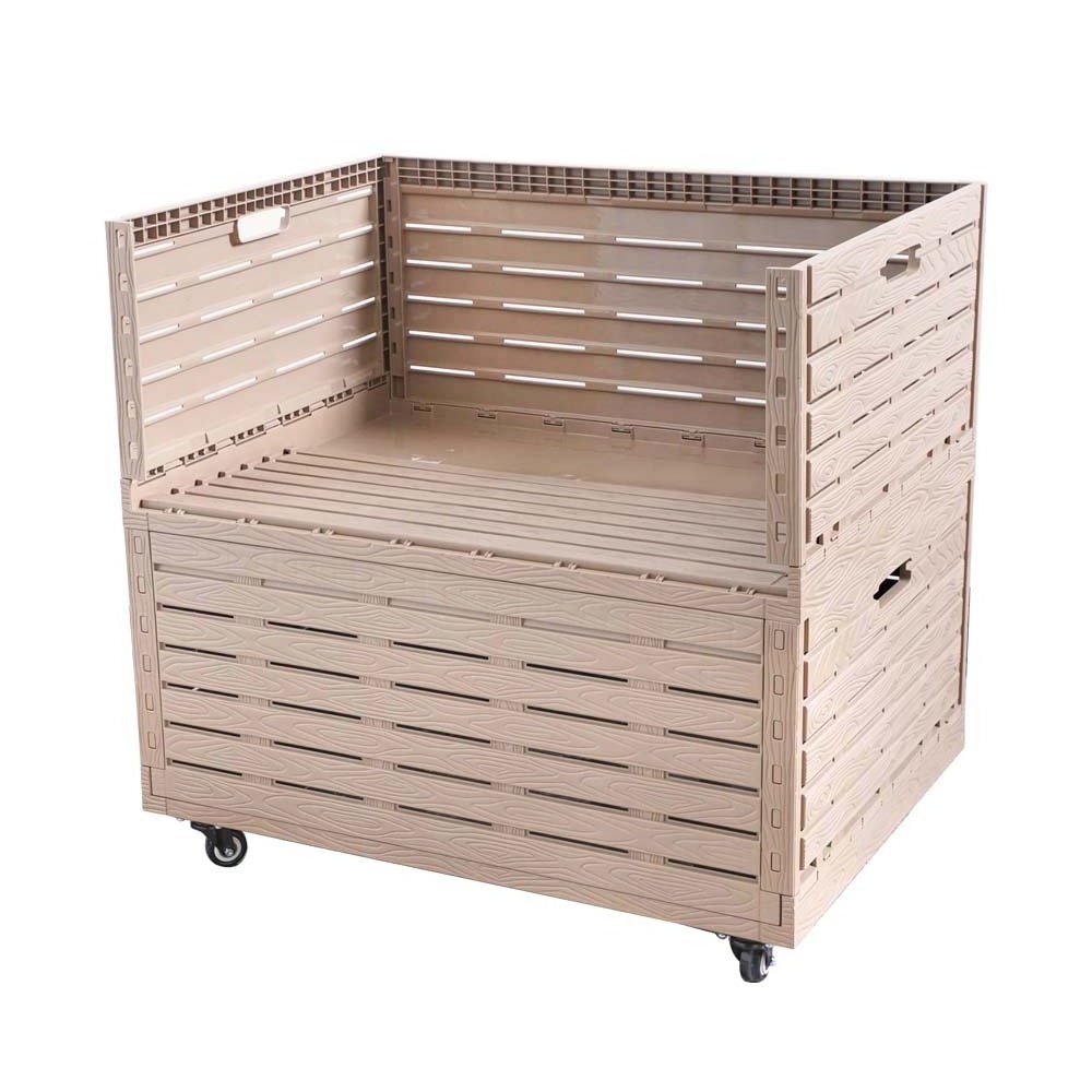 800*620 Custom Wood Design Grocery Collapsible Crate On Wheels Large Storage Organizer