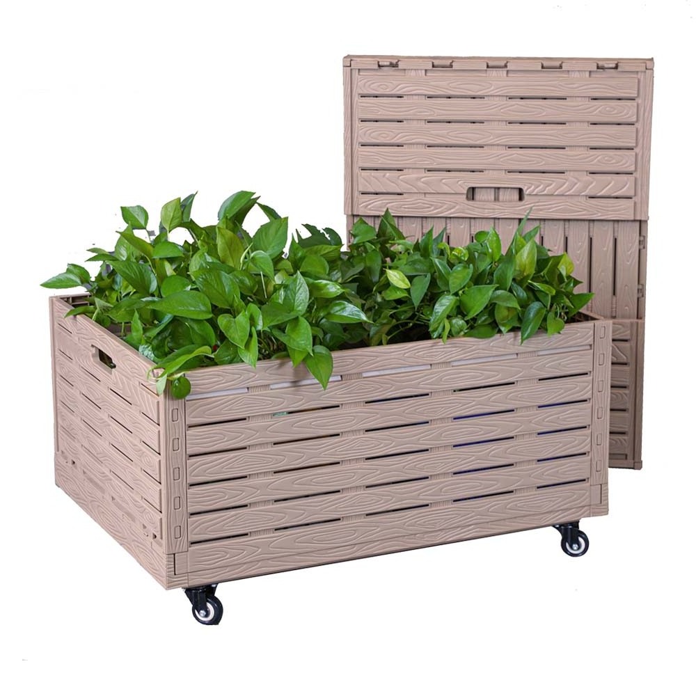 800*620 Custom Wood Design Grocery Collapsible Crate On Wheels Large Storage Organizer