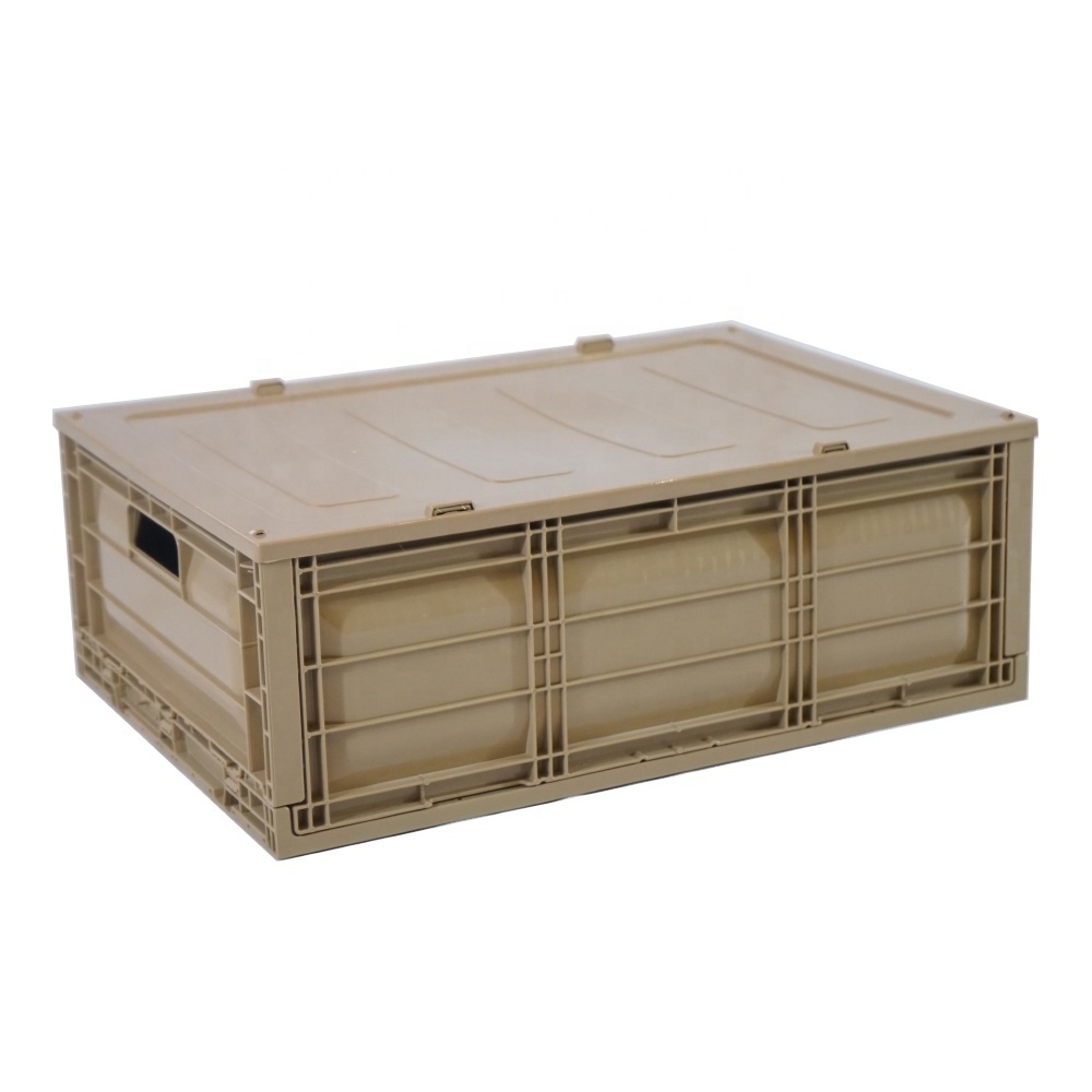 Manufacturer 30kg Capacity Plastic Crate Stacking With Handle Collapsible Pallet Box