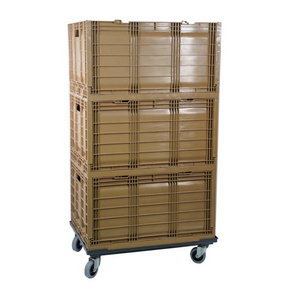 2023 Best Selling 3-Tiers Large High Quality  Rolling Crate On Trolley Moving Totes with Reinforced Handles