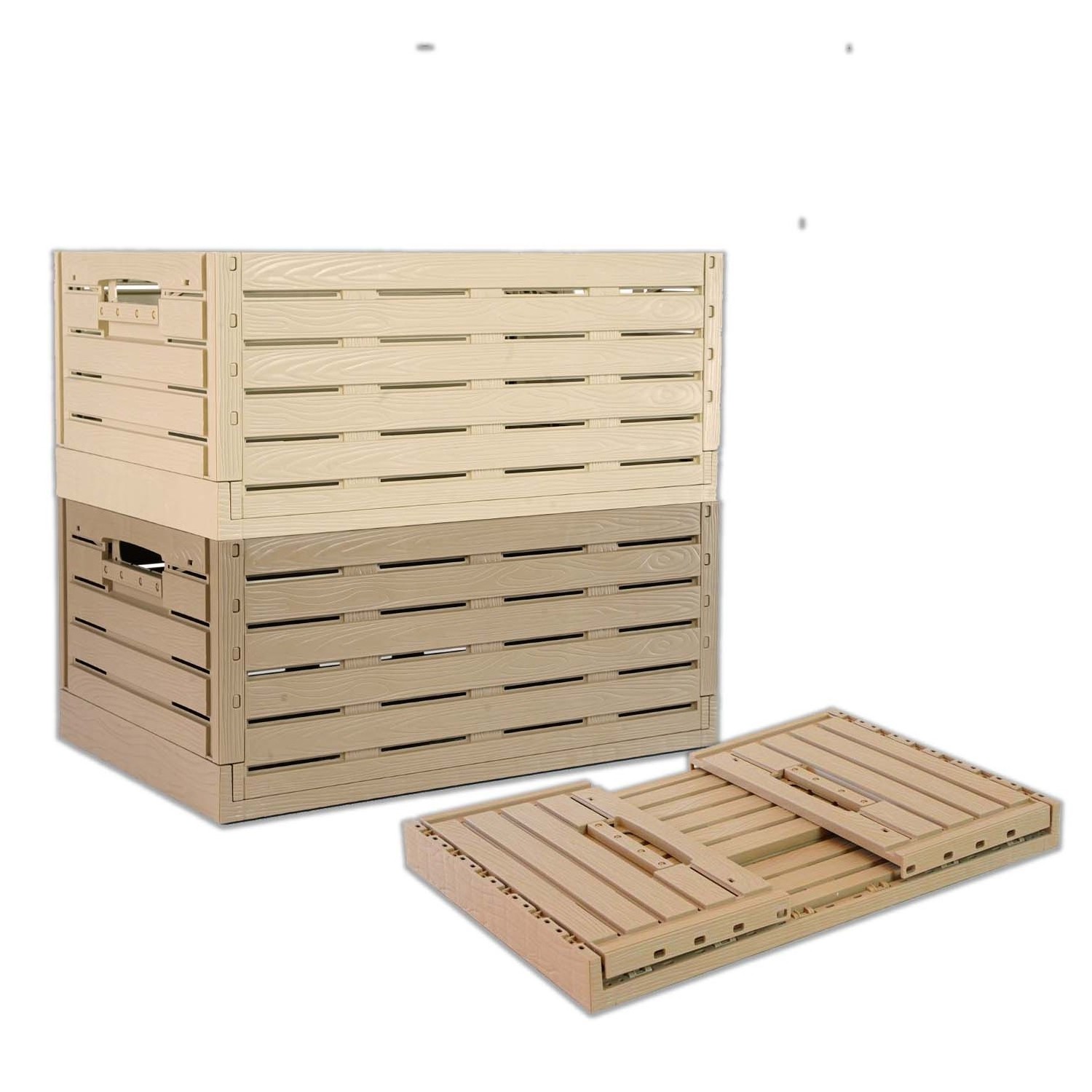 Collapsible Plastic Pallet Box On Rolling Cart With Removable Lid Wood Crate