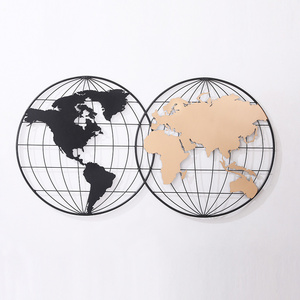 Large Retro Antique Industrial Wall Hanging Metal Art Home Wall World Map Decor