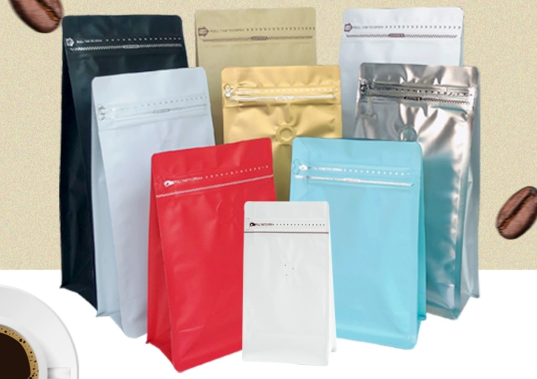 One way air evacuation valve coffee packing bags aluminium foil octagonal bag