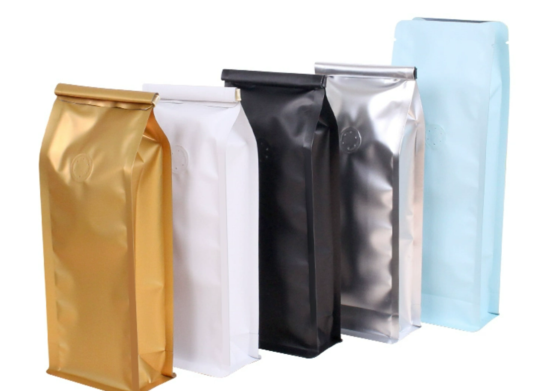 One way air valve coffee and tea packing bags aluminium foil stand up bags