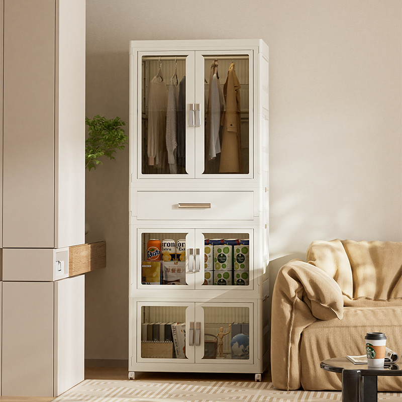 Multifunction High Capacity Plastic Wardrobe Cabinet Folding Storage Wardrobe