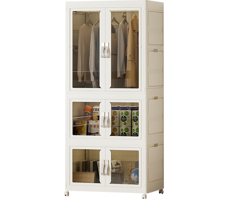 Multifunction High Capacity Plastic Wardrobe Cabinet Folding Storage Wardrobe