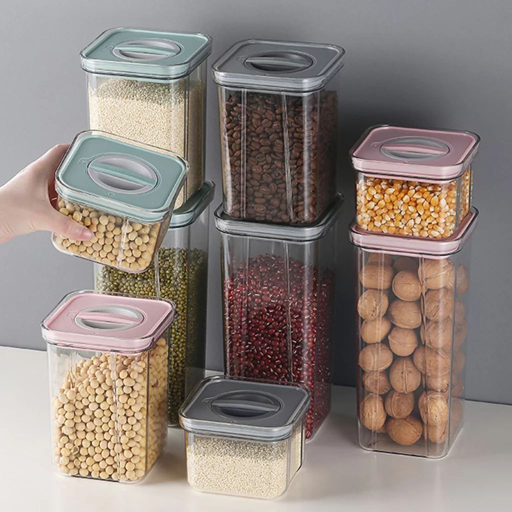 Clear Plastic BPA Free Kitchen Cereal Airtight Storage  Container set with Twist Lock