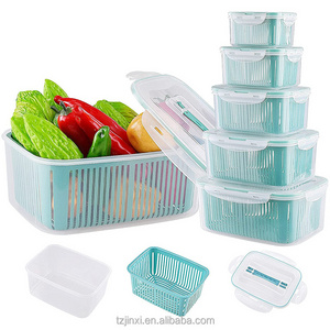 Plastic Fresh Vegetable Fruit Storage Containers for Refrigerator Kitchen Produce box bin