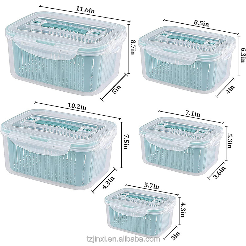 Plastic Fresh Vegetable Fruit Storage Containers for Refrigerator Kitchen Produce box bin