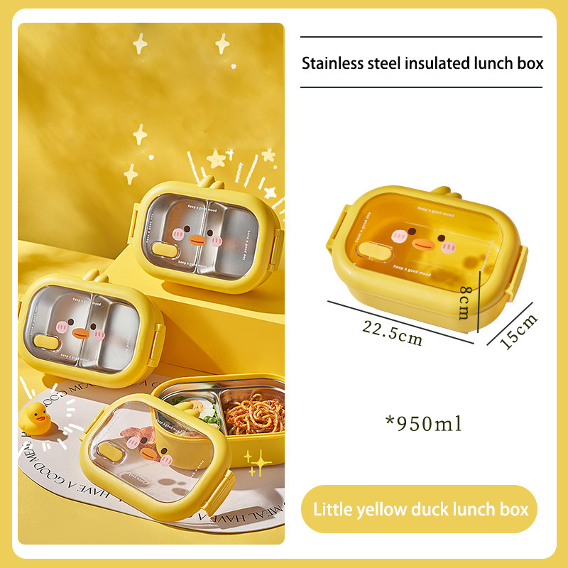 New insulated lunch box stainless steel bento lunch box cute outdoor portable student office worker rice box BPA free