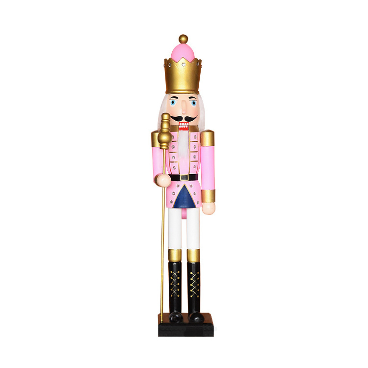 Wholesale 90cm Large Giant Custom Pink Life Size Wooden Christmas Nutcracker Soldier for Outdoor Decoration