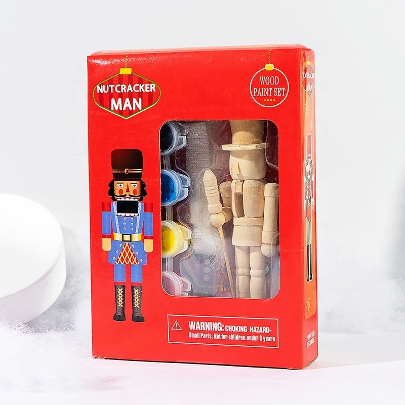 Wholesale 12cm Unfinished Mini Unpainted Wooden Christmas Nutcracker Soldier Ornament for Tree Decoration