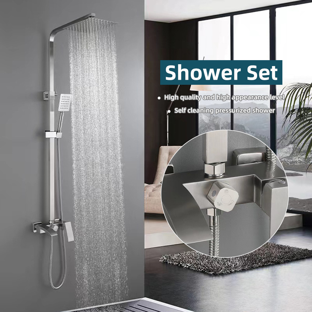 304 stainless steel shower head set square shower faucet bathtub faucet