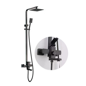 Bathroom stainless steel 304 Black  Square shower 3 Way stainless steel  Shower Faucet Set For Hotel