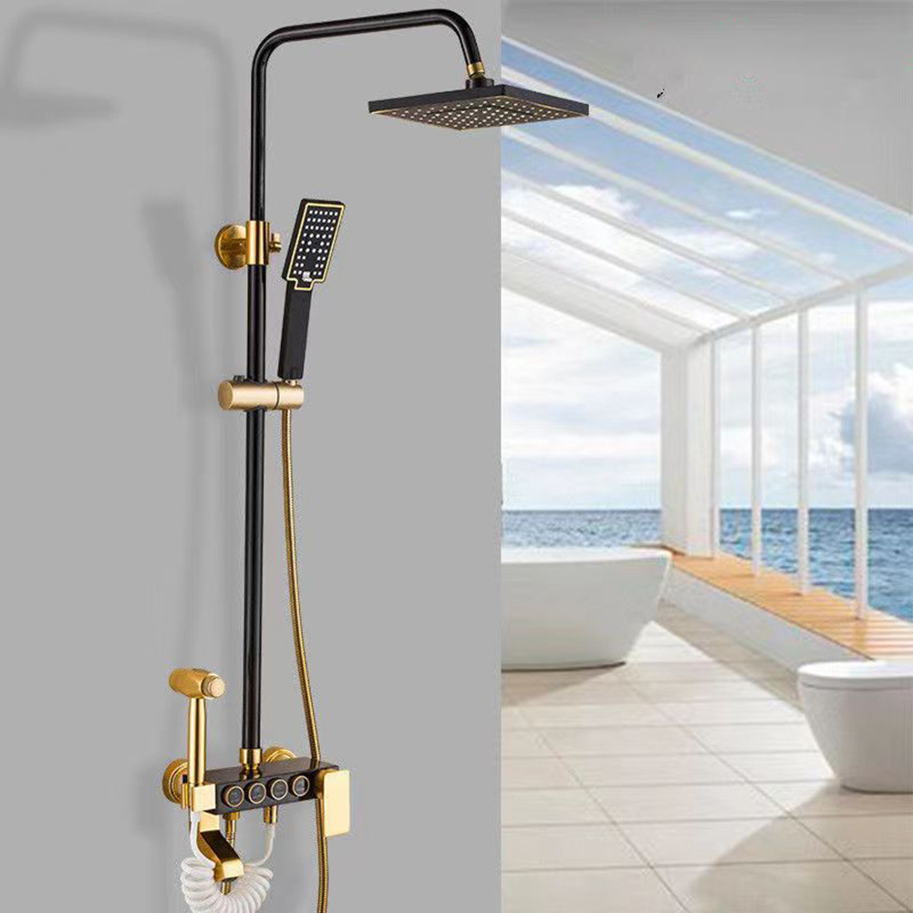 European-style contracted aluminum black gold toilet four block shower tap faucet bathroom accessories shower set