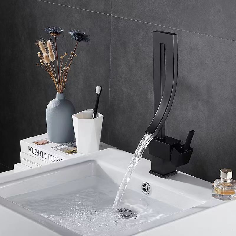 35 Black Brass Bathroom Square Basin Faucet Sink Mixer Tap Deck Mounted Hot And Cold Bathroom Faucet