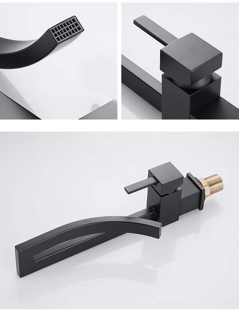 35 Black Brass Bathroom Square Basin Faucet Sink Mixer Tap Deck Mounted Hot And Cold Bathroom Faucet