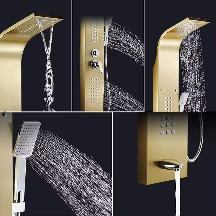 Shower Panel bathroom wall mounted 304stainless steel Waterfall black shower set column tower Massage Body Jets Shower Panels