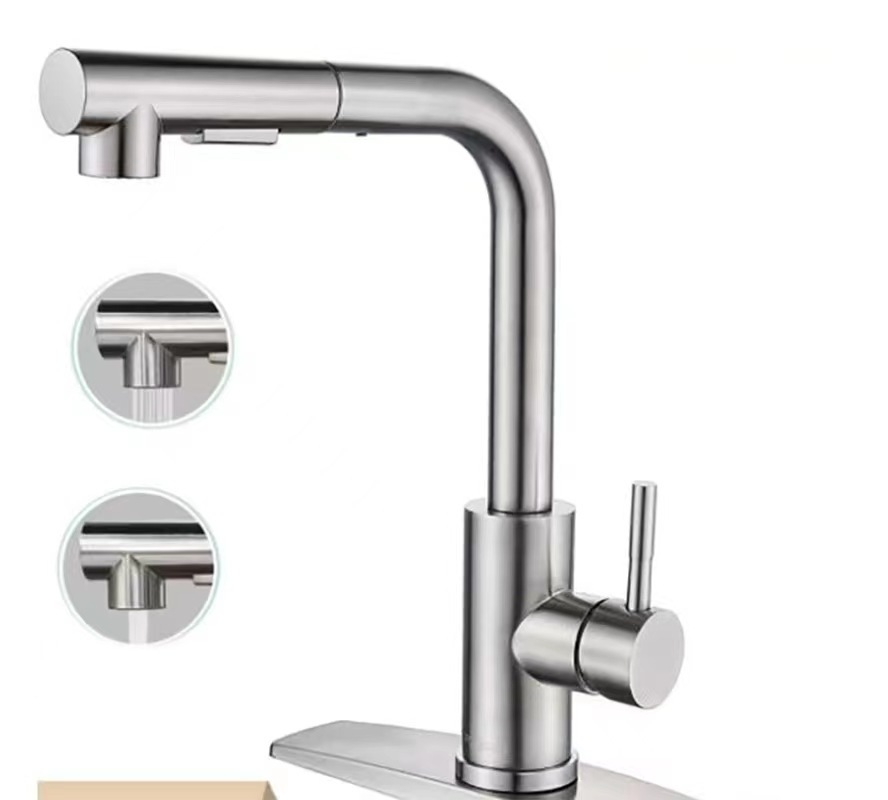 72 Matte Black Brushed Single Handle Deck Mount Pull Down Pull Out Sprayer Stainless 304Steel Kitchen Faucets For Sink