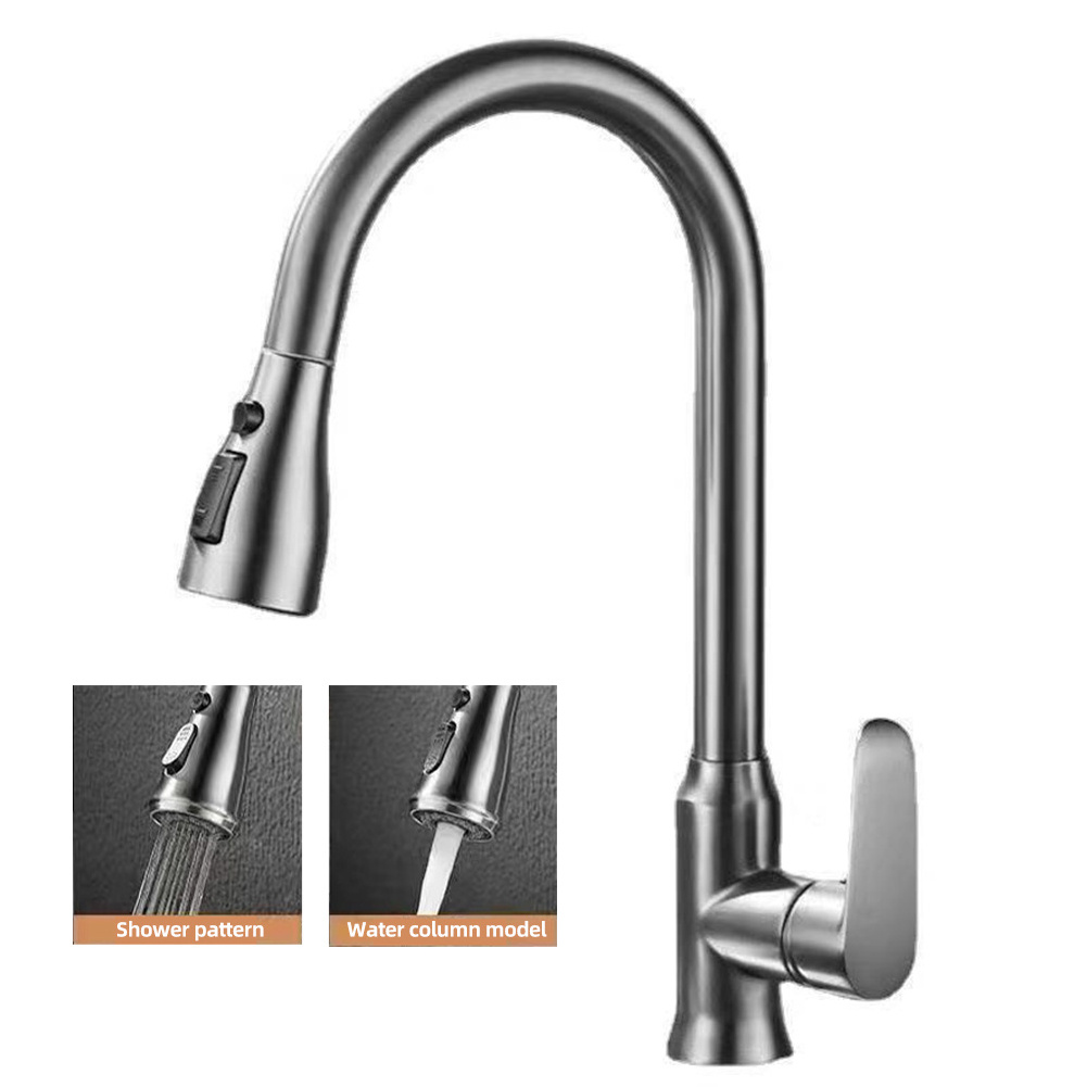 4 New design Water gray plating brass faucet Kitchen Sink Faucet With Pull Down Sprayer brass  Kitchen Sink Faucet