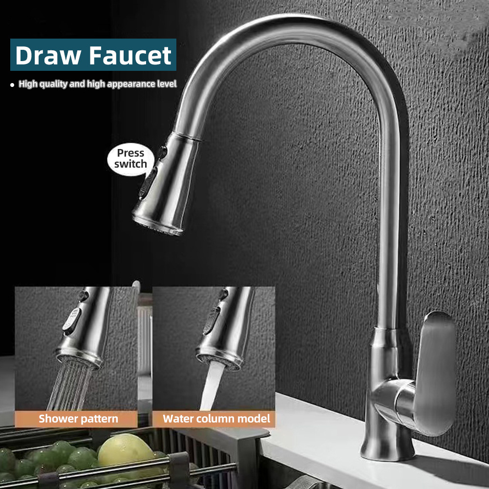 4 New design Water gray plating brass faucet Kitchen Sink Faucet With Pull Down Sprayer brass  Kitchen Sink Faucet