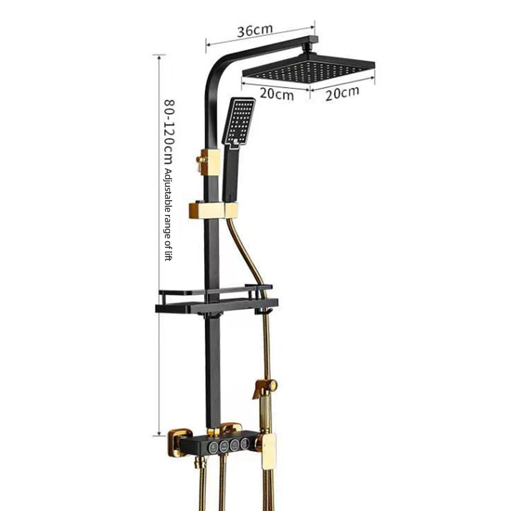 Bathroom Shower System Black Gold brass Piano 4 keys Bathtub Mixer Faucet Hot Cold Bathroom Tap Thermostatic Shower Panel