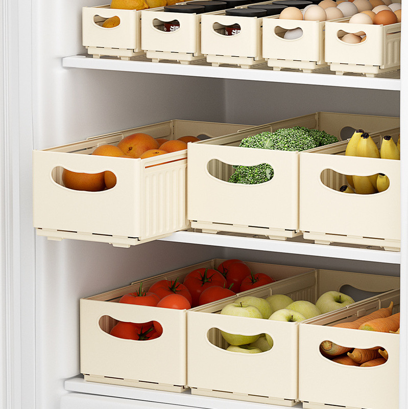 Free Retractable Cabinet Drawer Storage Box Kitchen Cream Countertop Snacks Sundry Organization Stackable Desktop Storage