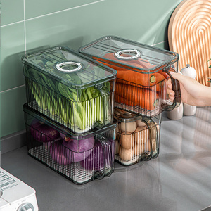 Household Customizable Kitchen Refrigerator Organizer With Lid Clear Plastic Vegetable Fruit Storage Container Box