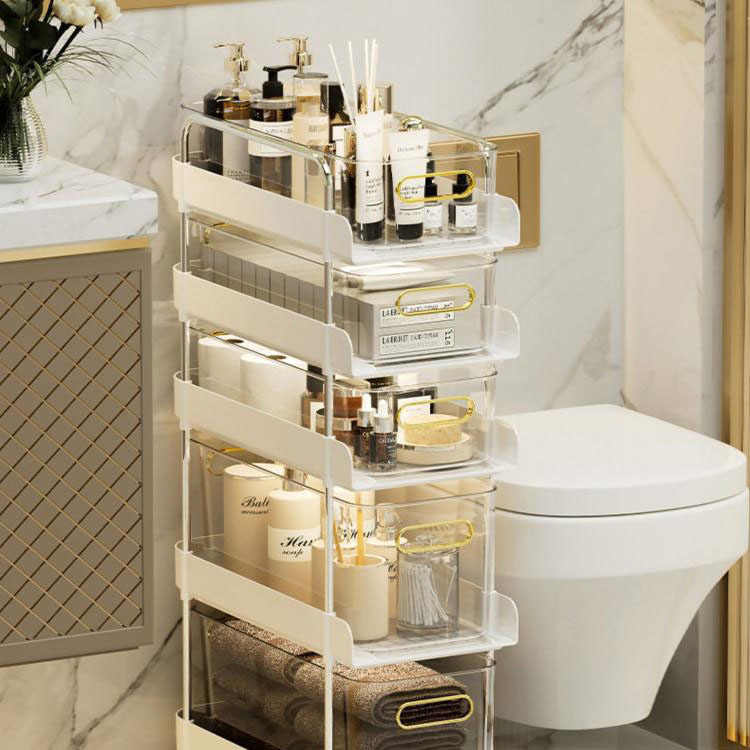 Toilet shelving Bathroom Toilet Toilet Slit Storage Storage cabinet Perforation-free floor to floor storage cabinet