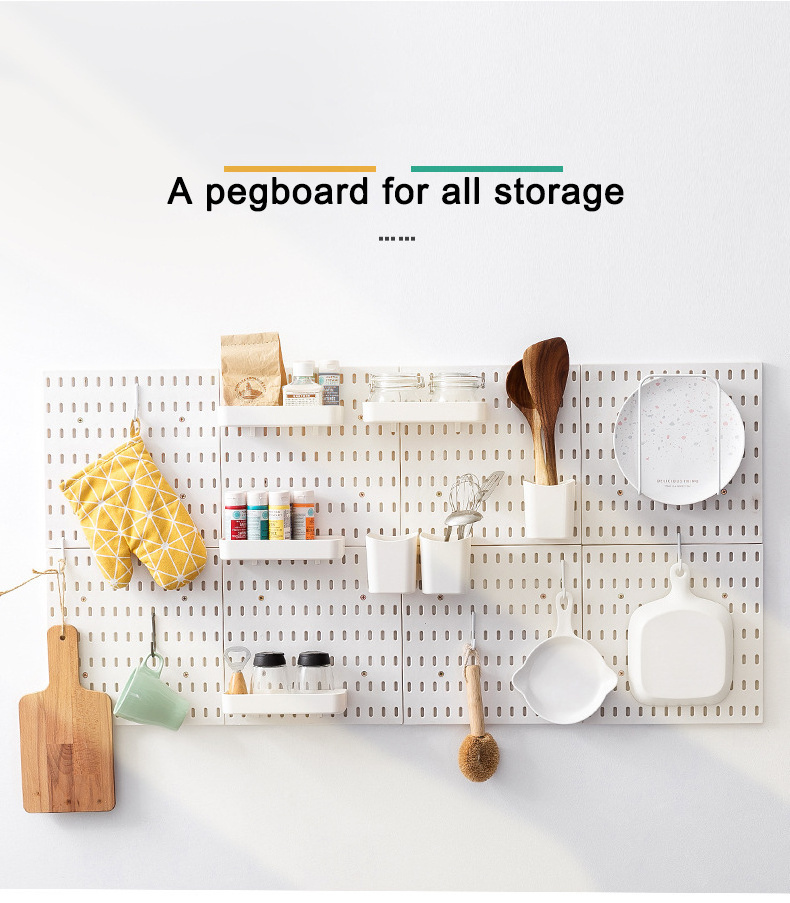 Dormitory kitchen wall hanging no punching decoration hole plate storage rack Bathroom wall with hook shelf shelving pegboard